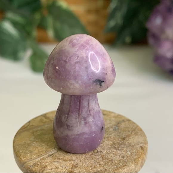 MINI Purple Amethyst Crystal Carved Mushroom Figurine Polished Carving 1 1/2" - Picture 6 of 10